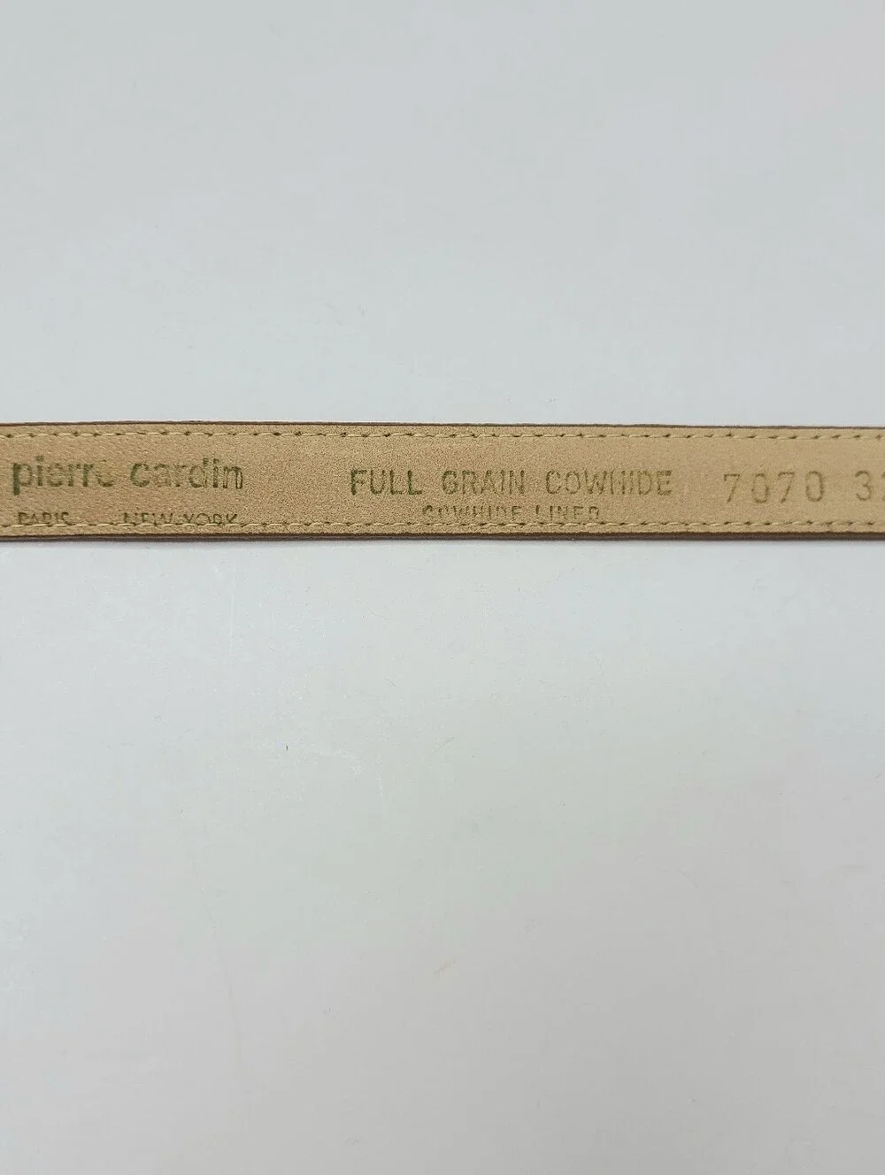 Pierre Cardin Tan Full Grain Cowhide Skinny Vintage Belt